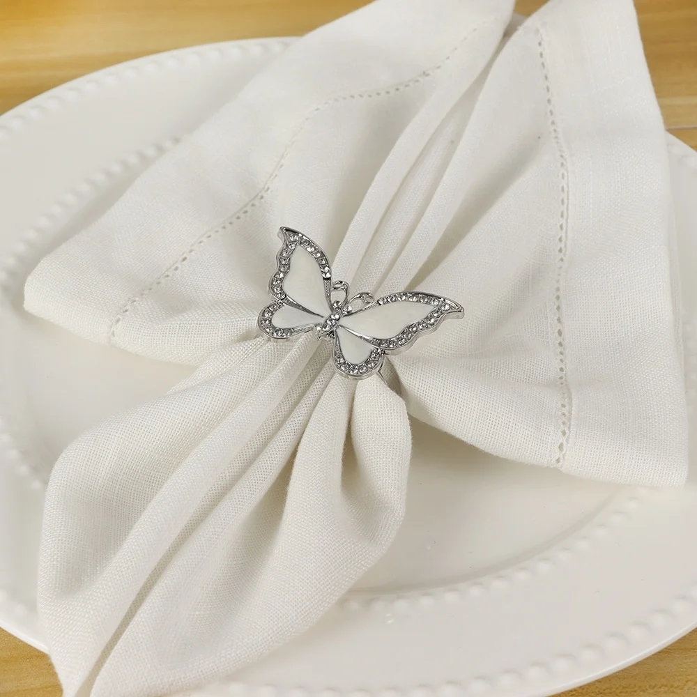 Fashion Jewelry  Insect Series Wedding Accessories for Table Oil Dripping Diamond Butterfly Napkin Ring