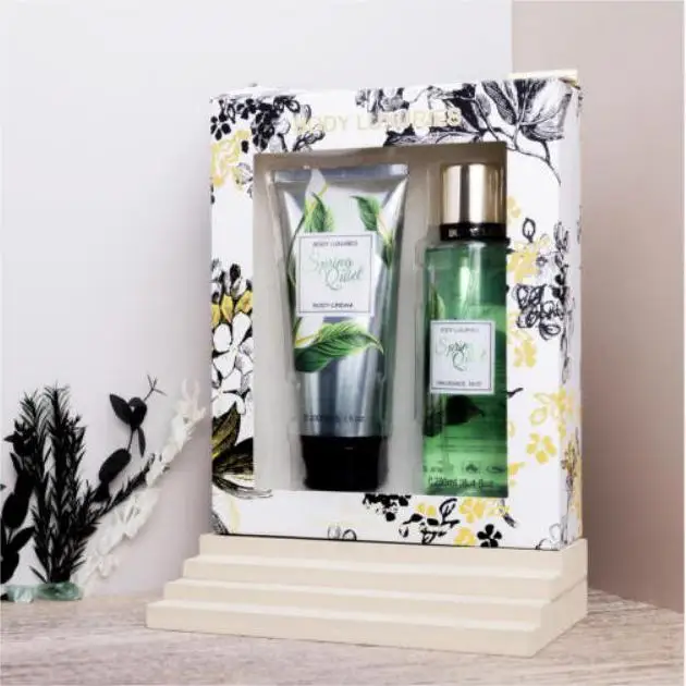 Custom Logo Perfume Lasting Moisturizing 250ml Fragrance Body Spray Body mist And 226ml Body cream Set
