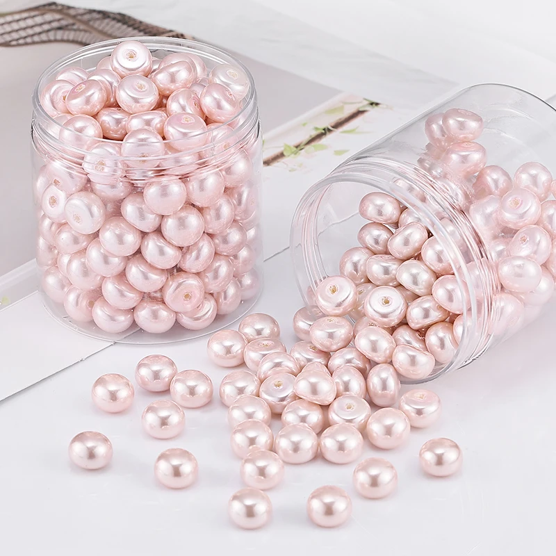 Wholesale Bulk Pink Pearl ABS Acrylic Plastic Beads Oblate & round Loose Beads Women DIY Jewelry Earring Pendant Making