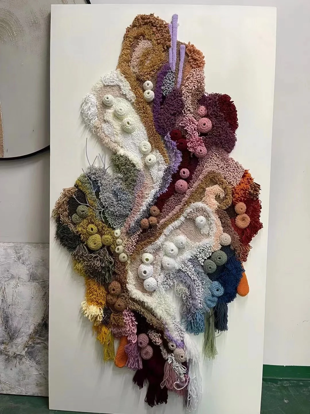 3D Woven Wall Hanging Wood Line Painting Art Minimalist Boho Fibre Art Weaving Wall Decor