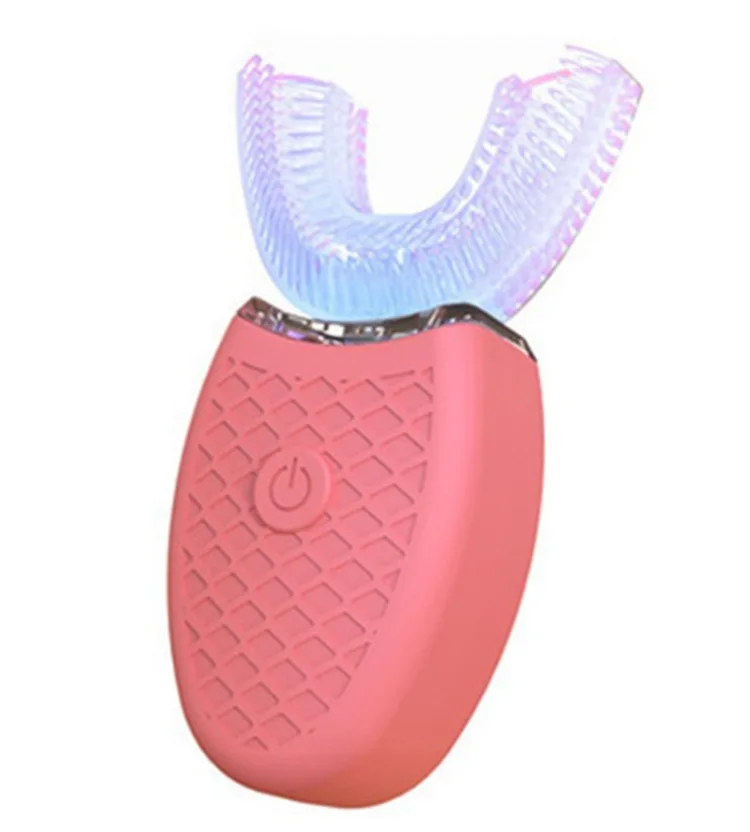 Waterproof Food Grade 360 Degrees Automatic Brush Silicone Rechargeable Ultrasonic Teeth Whitening U Shape Electric Toothbrush