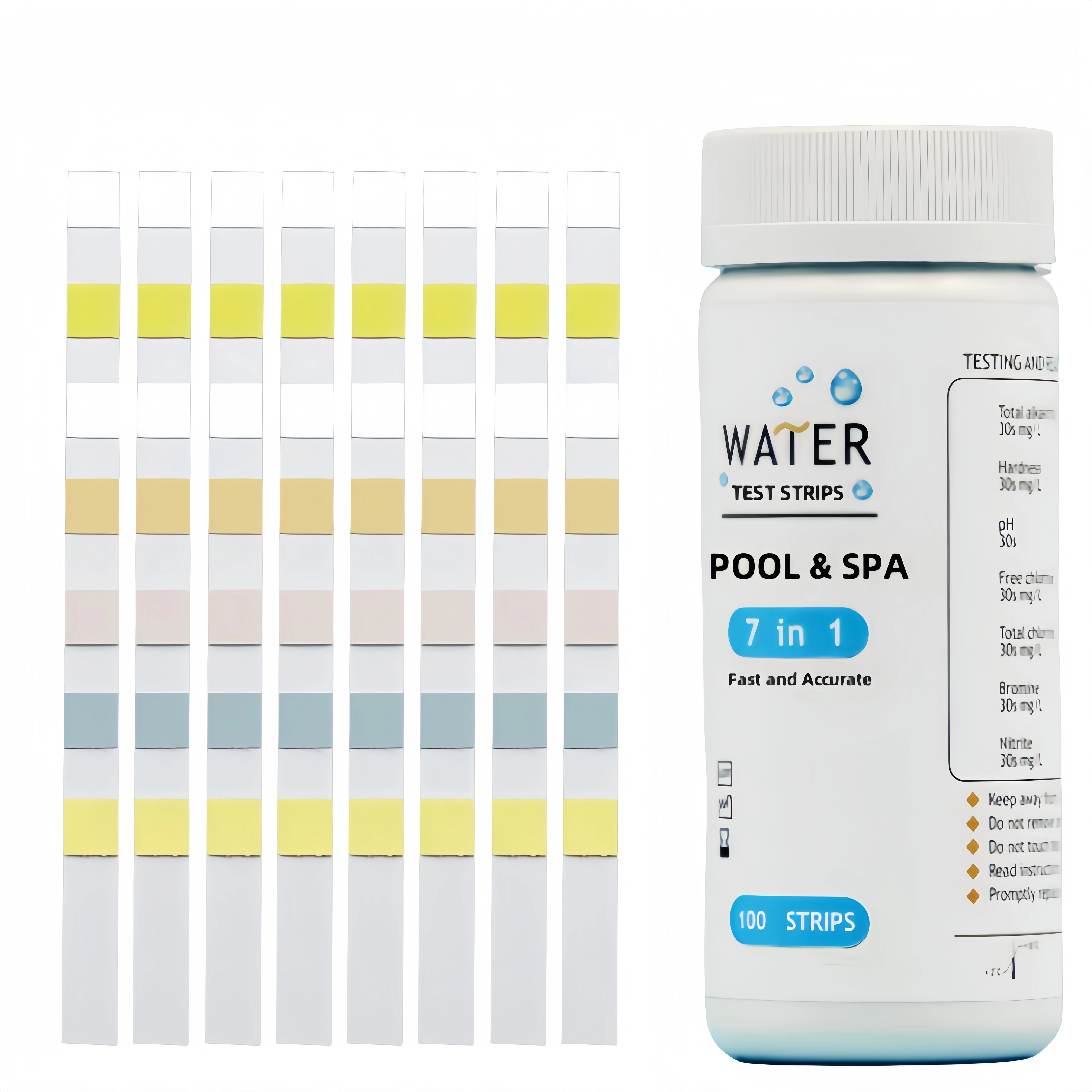 2023 Hot Selling 7 in 1 Hardness Ph Pool Water Test Kits Swimming Pool Water Test Strips