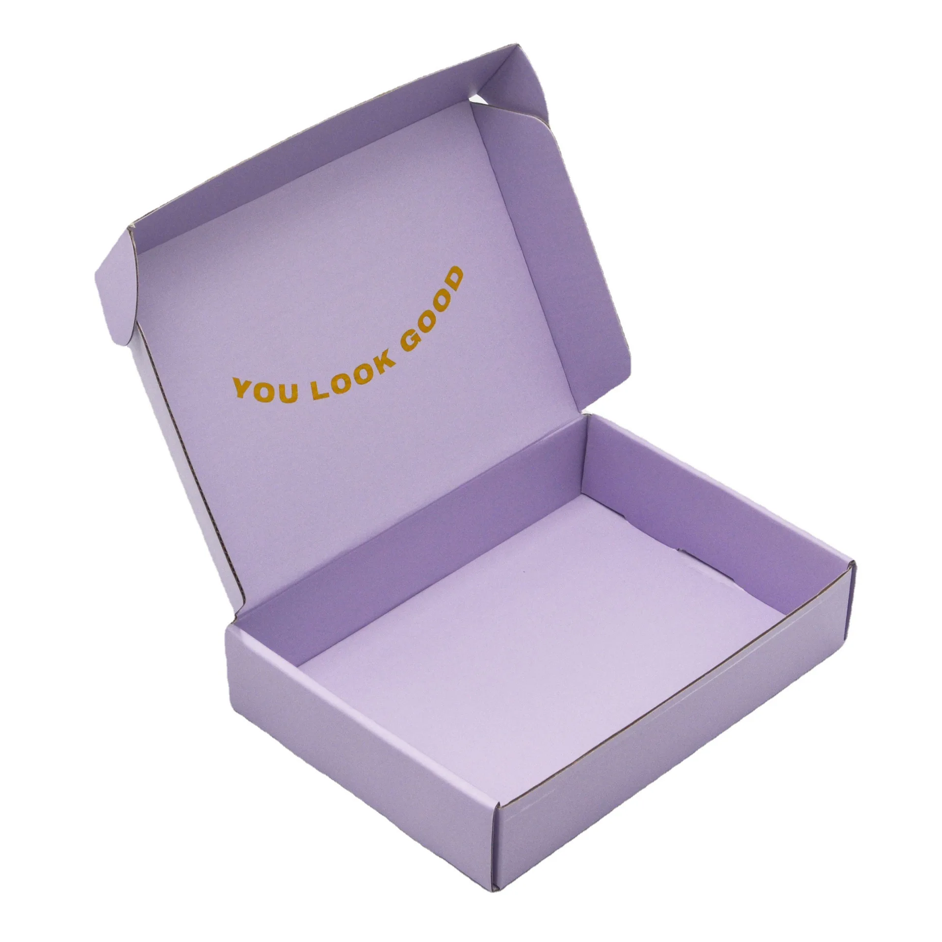 Manufacturer customized   corrugated purple wig aircraft box to package your logo bronzing mail  box