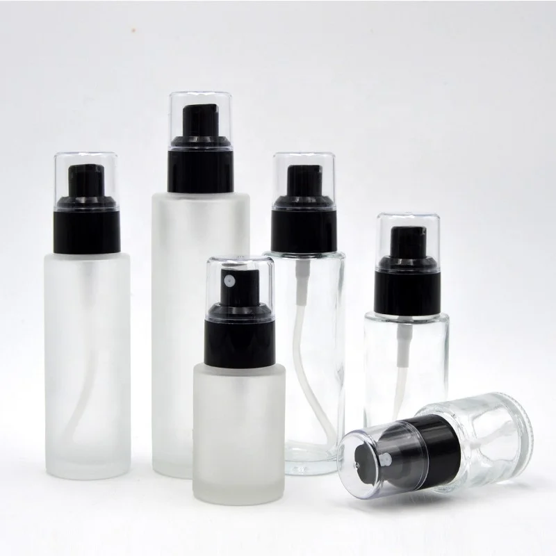 quality cosmetic packaging frosted clear glass body lotion pump spray bottle jar containers