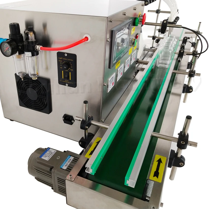 GX-4 Semi Automatic Desktop CNC 4 Nozzles Filler Water Perfume Juice Oil Liquid Filling Machine with Conveyor