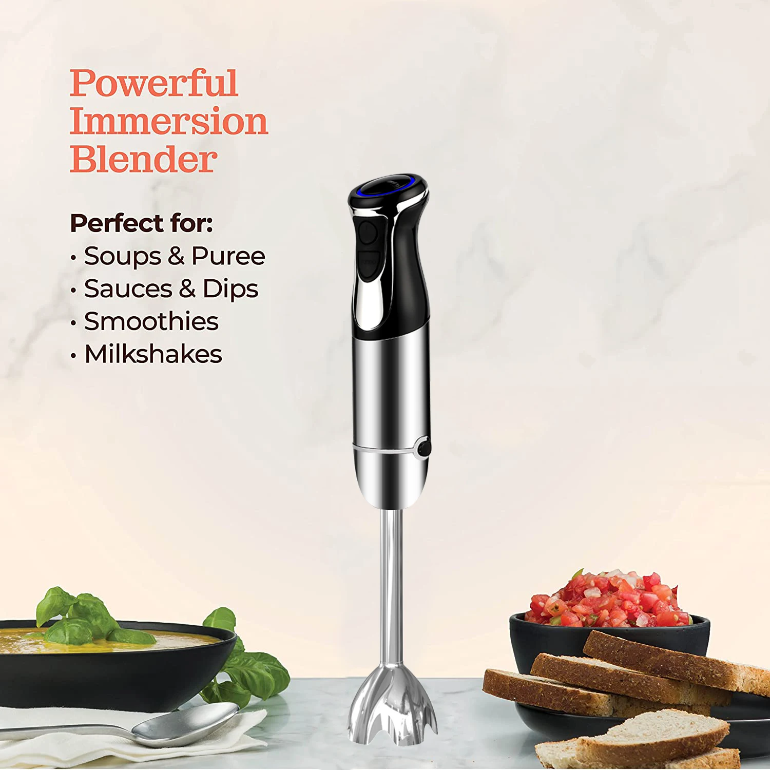 Electric Stick Immersion Hand Blender Set Portable Multi Purpose Hand Blender Mixer Chopper Blender