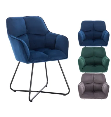 New Grey Design Living Room Chair With Metal Feet Velvet Arm Chair Coffee Accent Chair