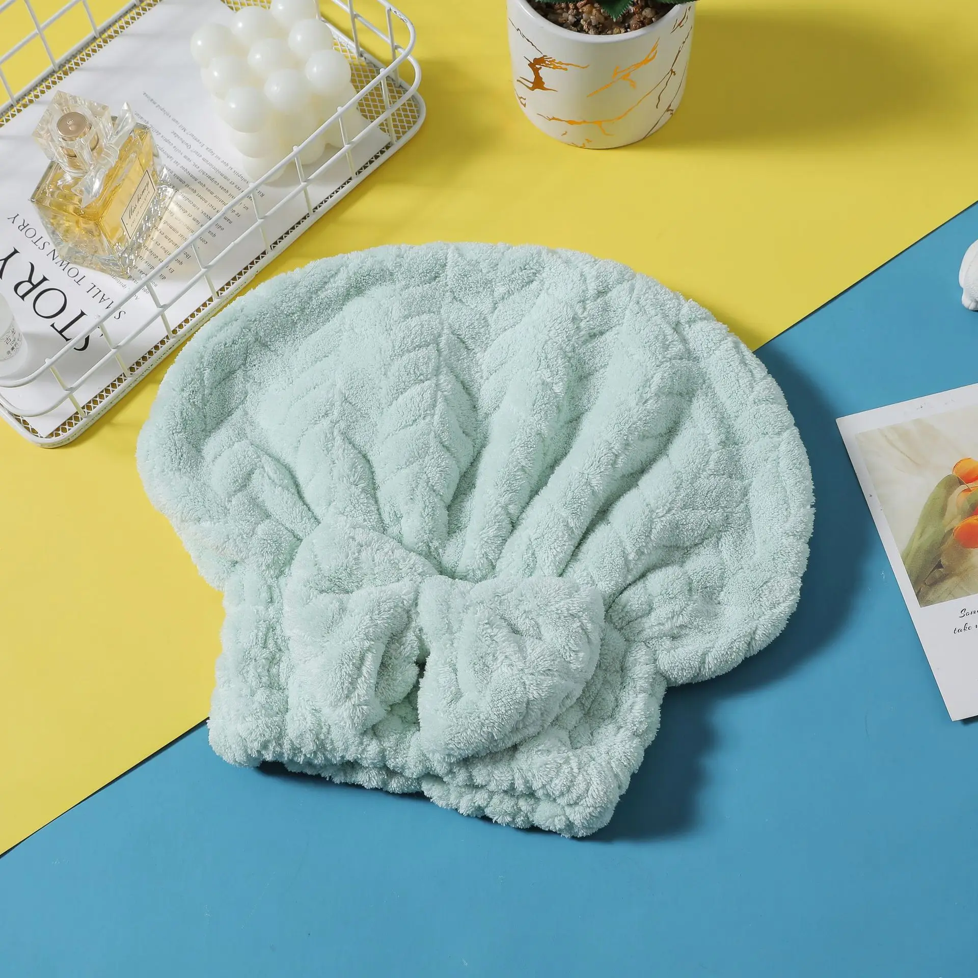 Пользовательское полотенце для волос из микрофибры, коралловый бархат, хлопковая быстросохнущая шапочка для душа