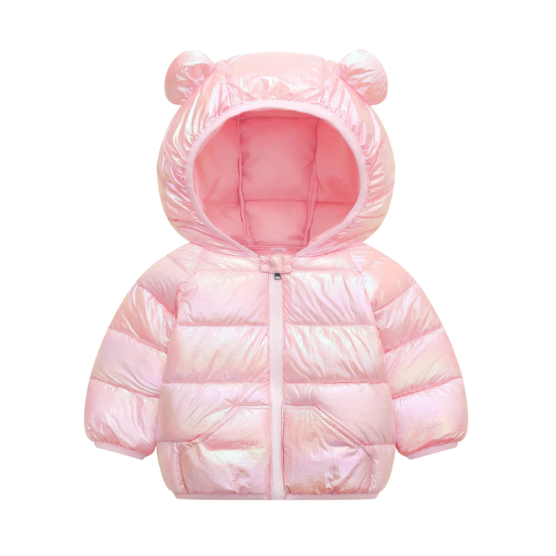201228 Baby Boys Girls Light Puffer Padded Jacket Bear Hooded Infant Outerwear Winter Down Coats For Kids