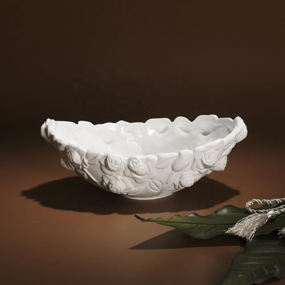 Hot-sale holiday feature Eco  tableware type items product light color  ceramic coconut bowl, oval bowl