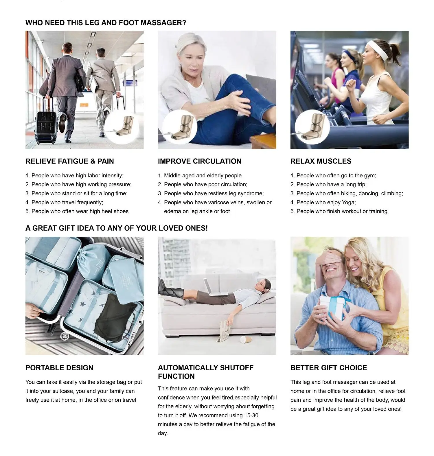 Electric Air Compression Body Massager Full Leg MassagerMassage Boots Leg Air Pressure Massager