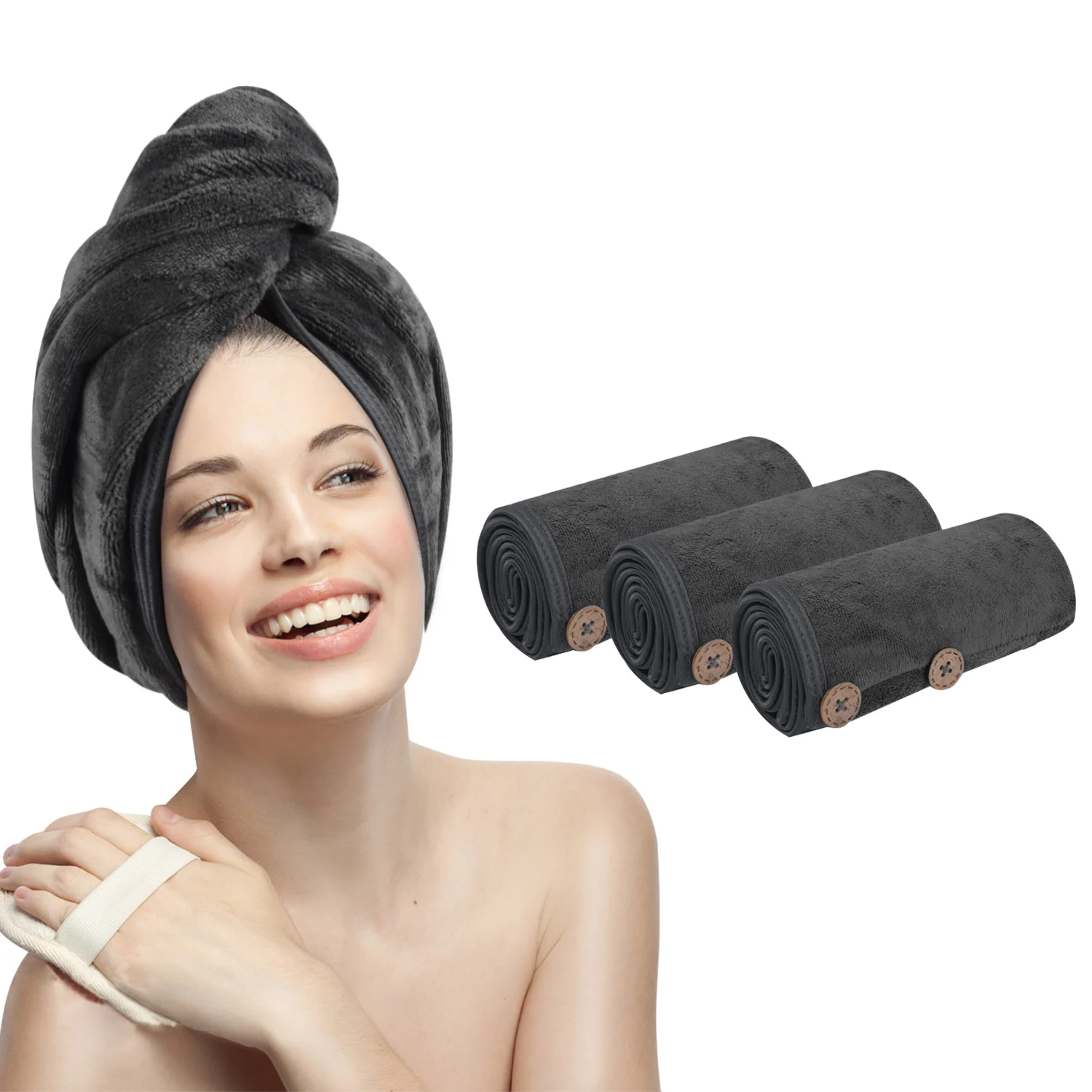 Customizable Light Weight Microfiber Drying Hair Wrap Woman Towel Turban With Logo