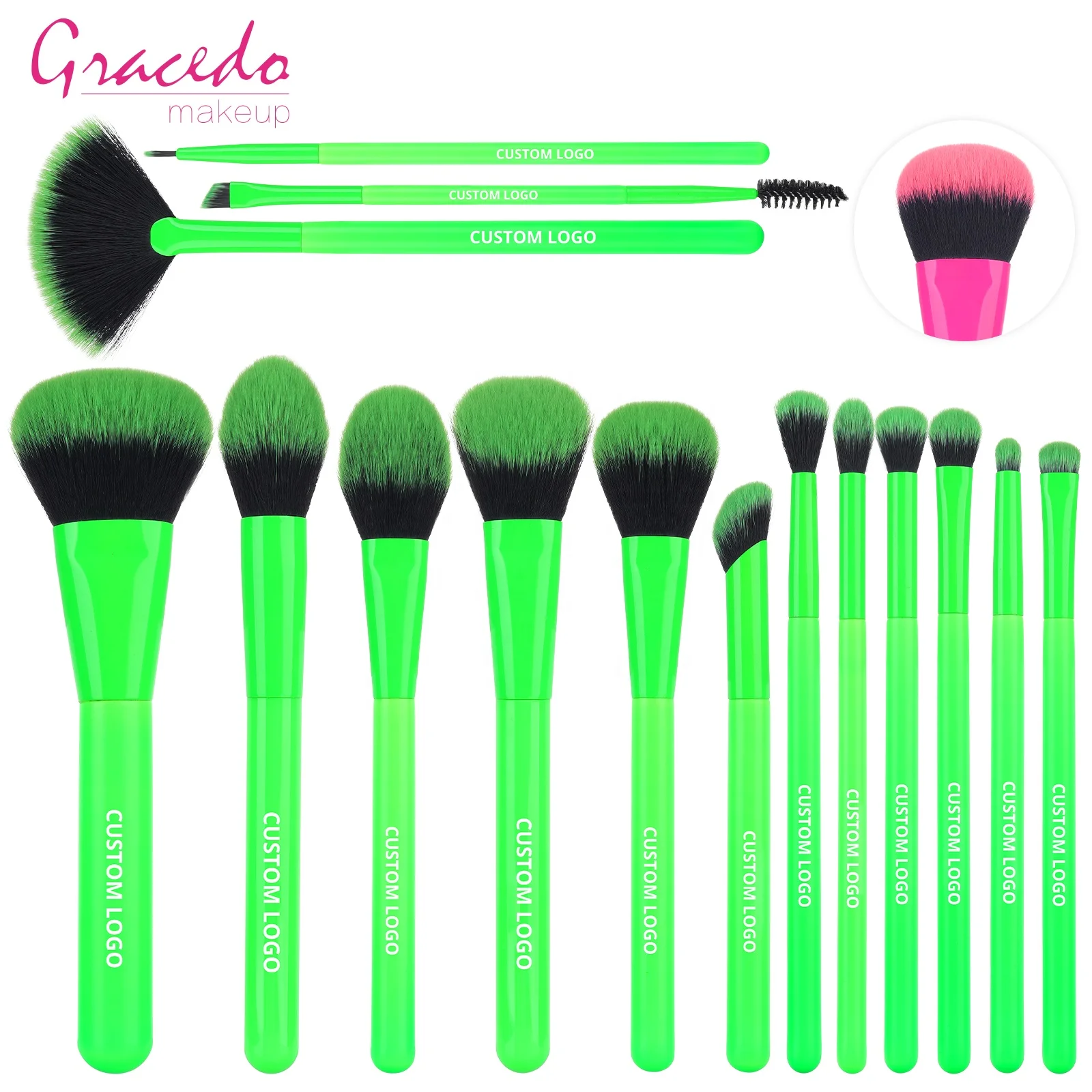 Gracedo Brochas De Maquillaje Kabuki Cosmetics Foundation Professional Make Up Brushes Natural Wood Handle Makeup Brush