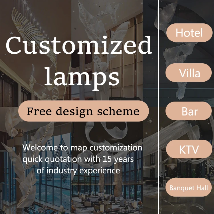 Modern Style Luxury Custom Hotel Lobby Art Large Glass Decoration Crystal Chandelier