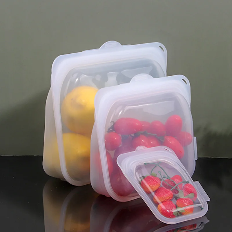 Stand up food preservation bag Silicone Reusable Ziplock Bag Reusable food storage bags silicone