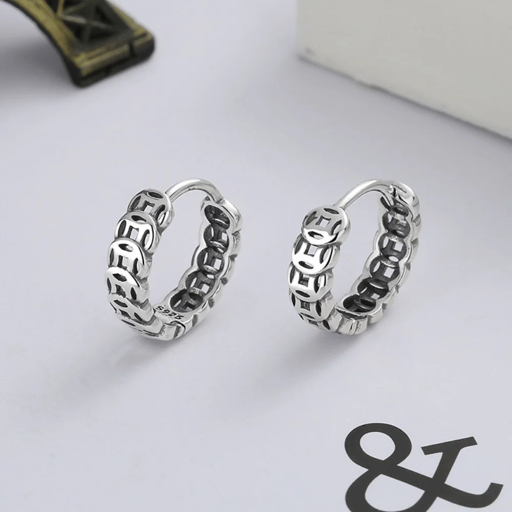 925 silver coin charm stylish quirky small huggie hoop korea luxury jewelry earrings women earring designs