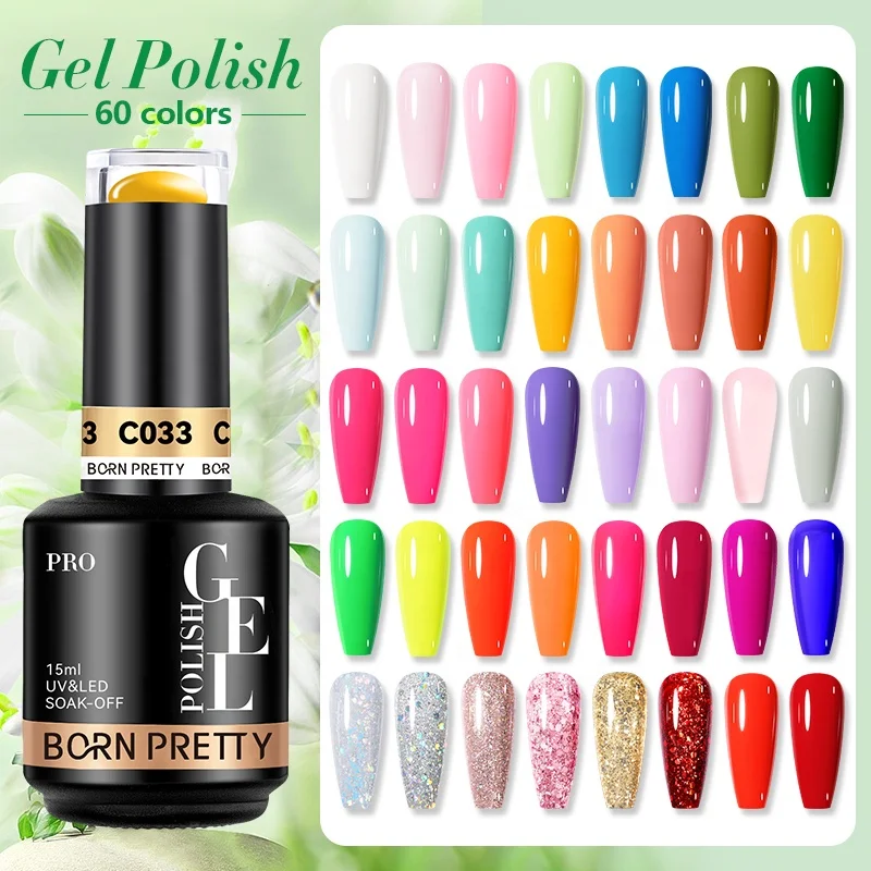 BORN PRETTY Nail Gel Supplies 15ml Custom Logo Wholesale 60 Color Very Good Quality Odorless Vegan HEMA Free Gel Polish Uv Gel
