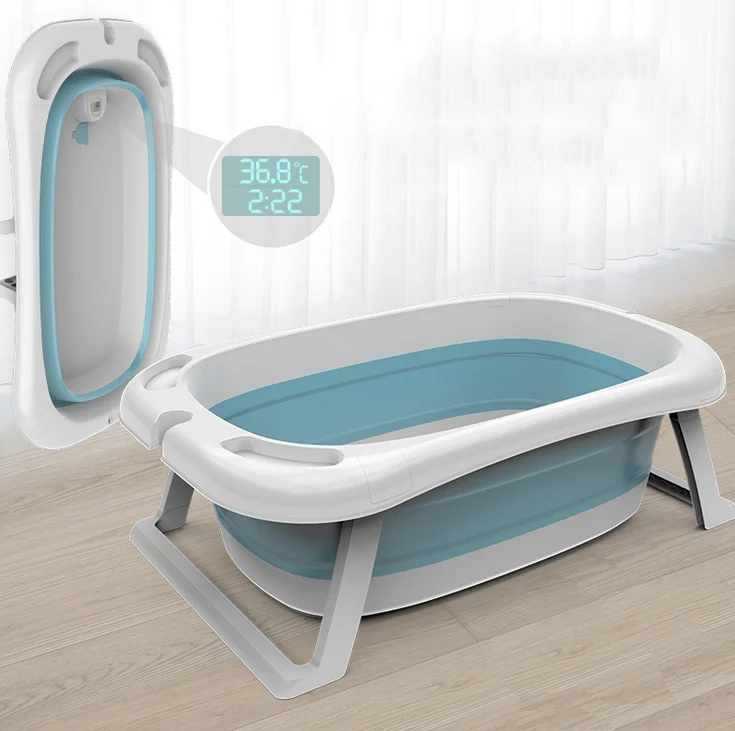 Newborn Baby Summer Foldable Bath Tub with Stand Plastic Baby Tubs