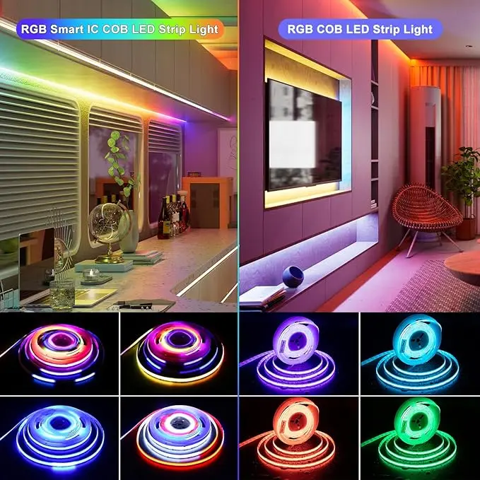 WS2811 RGB Digital COB LED Strip 720LEDs/m Addressable Flexible Tape Light 5m DC 24V RGB Dream Color Smart App Control Lighting