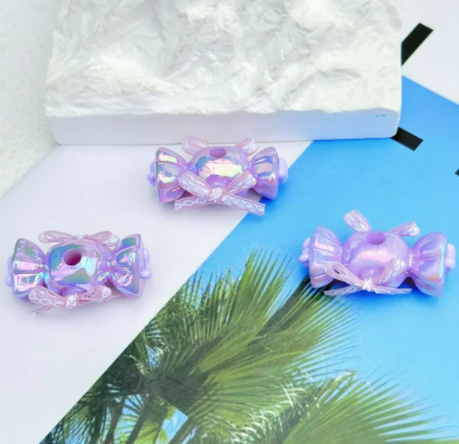 Candy Bow Plastic Hand Painted Beads Pen Bead Loose Beads For DIY Phone Chain Bracelet Making