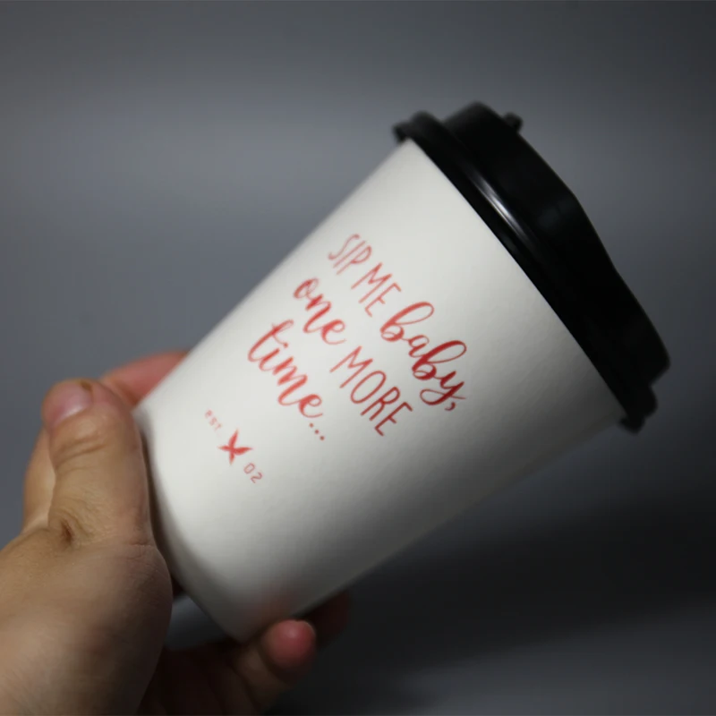 Disposable Double Wall Custom Logo Printed Paper Cups Plastic Free 12 oz biodegradable coffee cups paper cup
