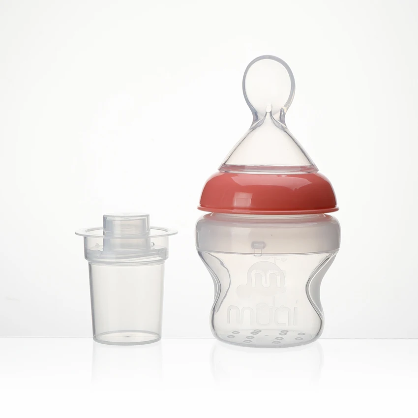 Wide neck Silicone Bottles with Spoon Cereal baby Feeding Bottle lovely baby products