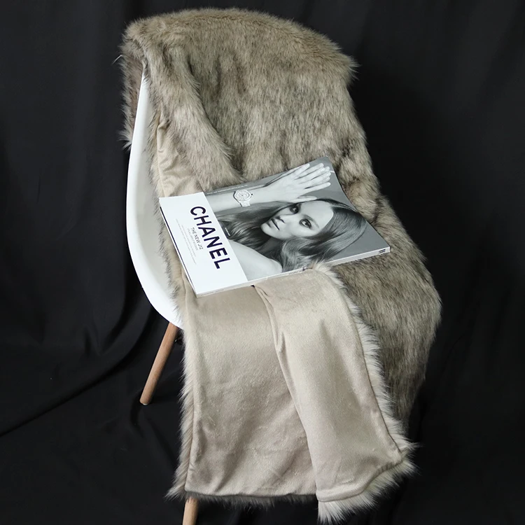 Grey Plain Heavy Thick Double Layer Faux Fur Throw Blanket