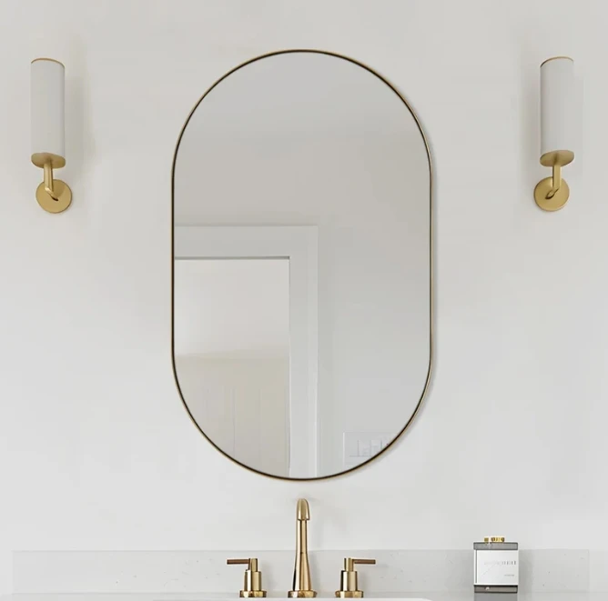 Apartment BSCI factory gold oval black modern wall decorative mount mirror