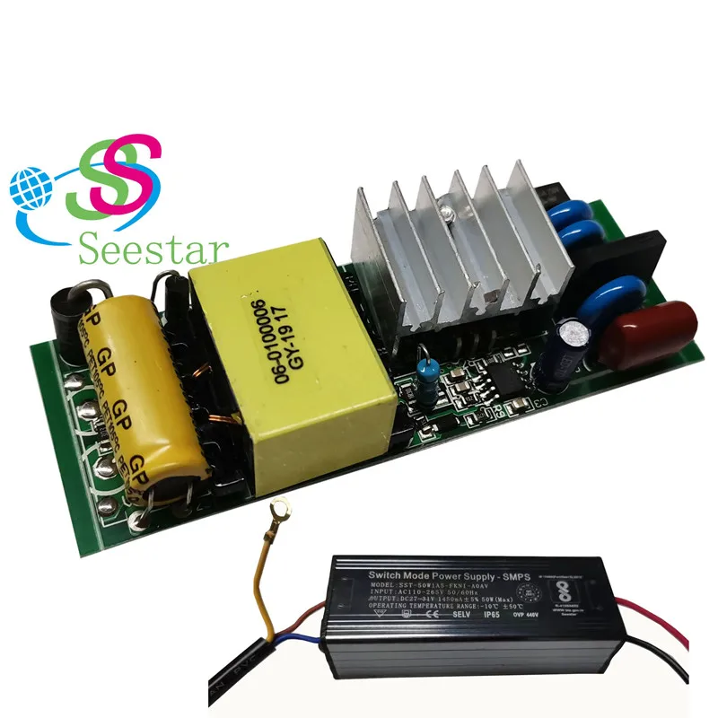 Seestar  50W   OVP PF 0.95 THD <10%  1500  mA  waterproof ip 65   led driver for street light