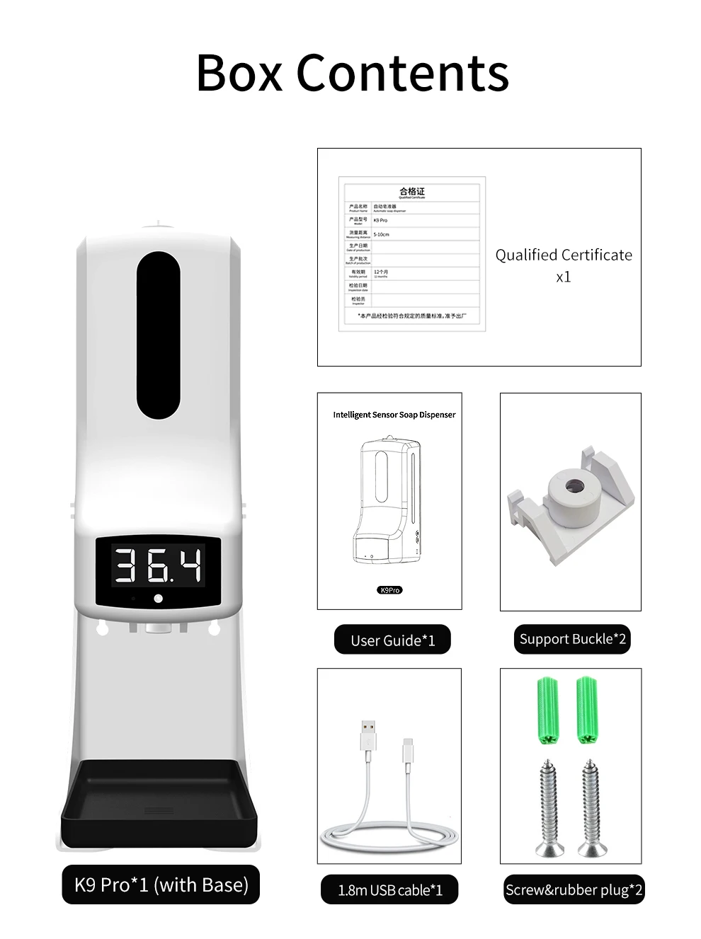K9 Pro Automatic Touchless soap dispenser K9 pro thermometer with Temperature Measurement
