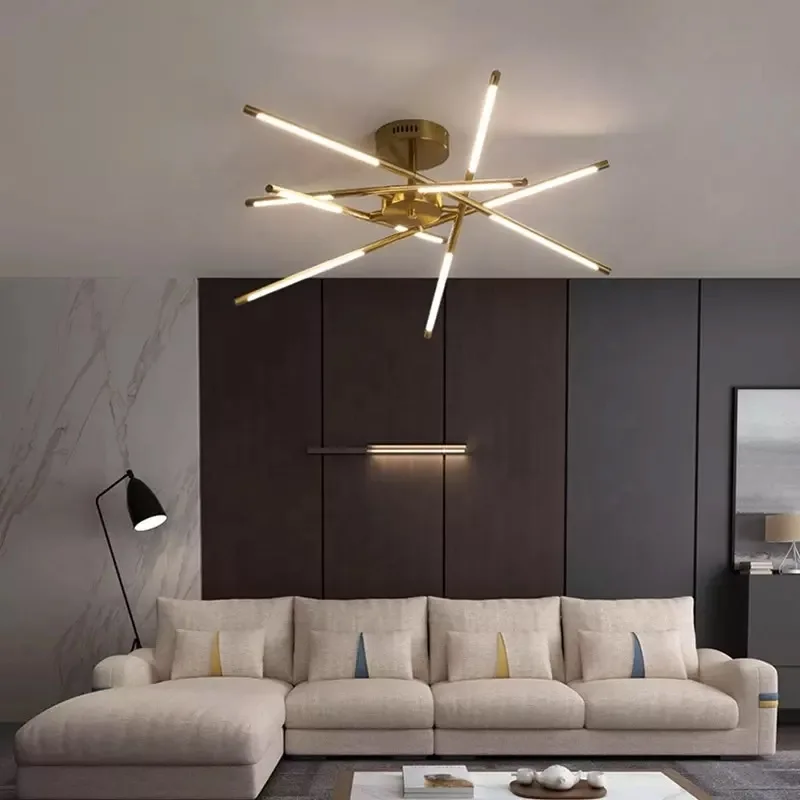 Post modern Hotel Home Kitchen golden chandeliers creative acrylic led pendant lights