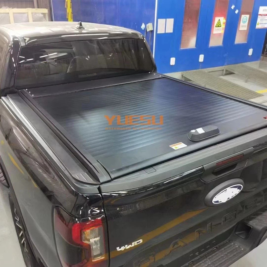 Waterproof Hard Aluminum Retractable Pickup Truck Tonneau Bed Cover 4x4 Barrel Electric Operation for FORD Ranger T9