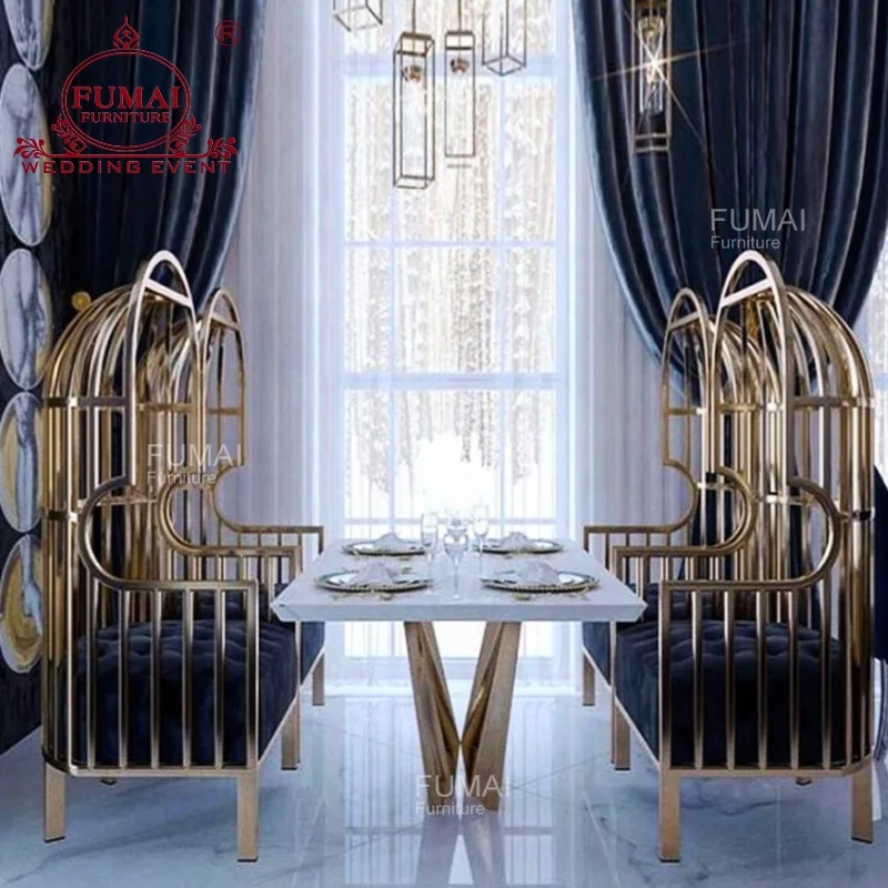 
Classical high back throne velvet throne wedding bride groom bird cage chair 