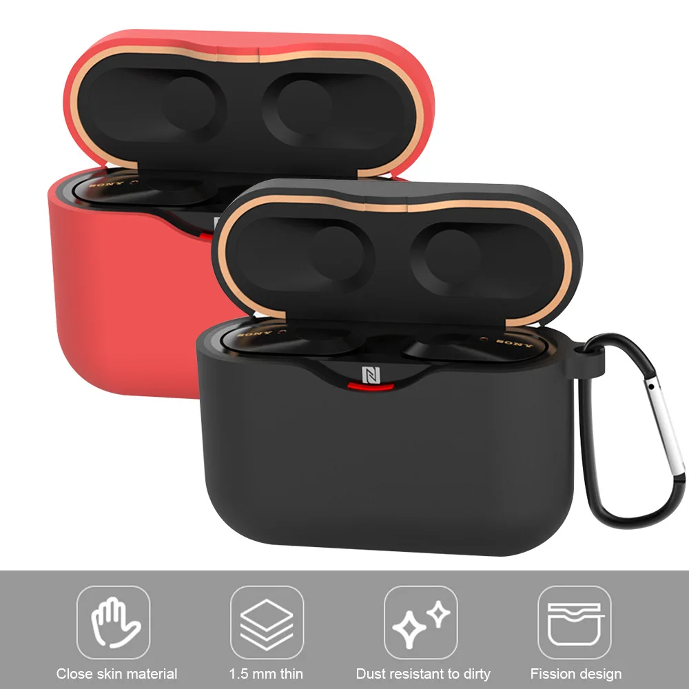 
Soft Silicone Earphone Case Shell For Sony Wf 1000 Xm3 With Anti-Lost Carabiner 