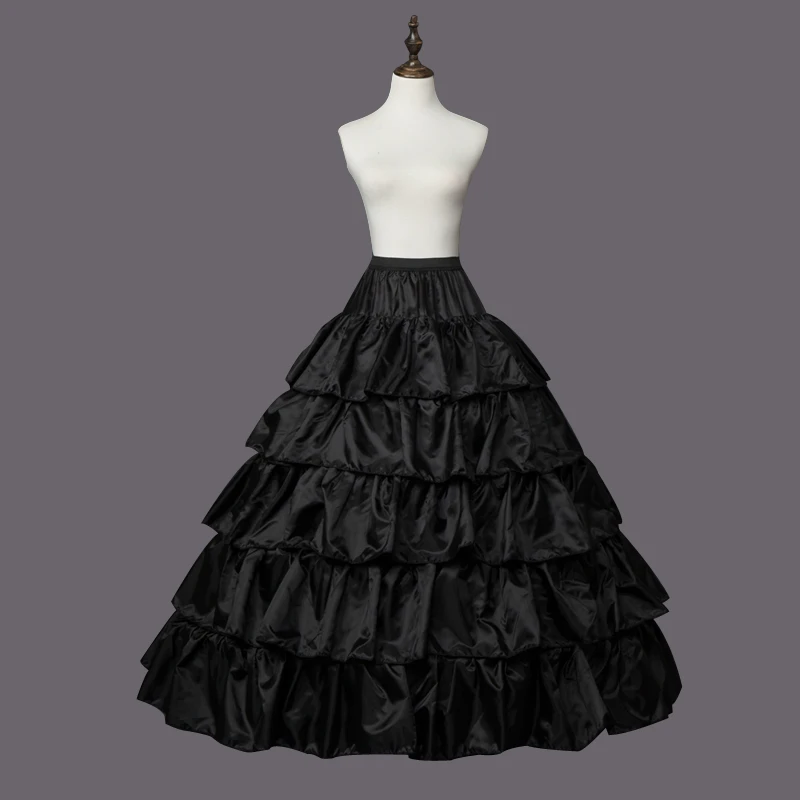 2022 4 Hoops 5 Layers Ball Gown Petticoats Black Petticoat Crinoline Underskirt Big Ruffle Wedding Accessories Tulle Underskirts