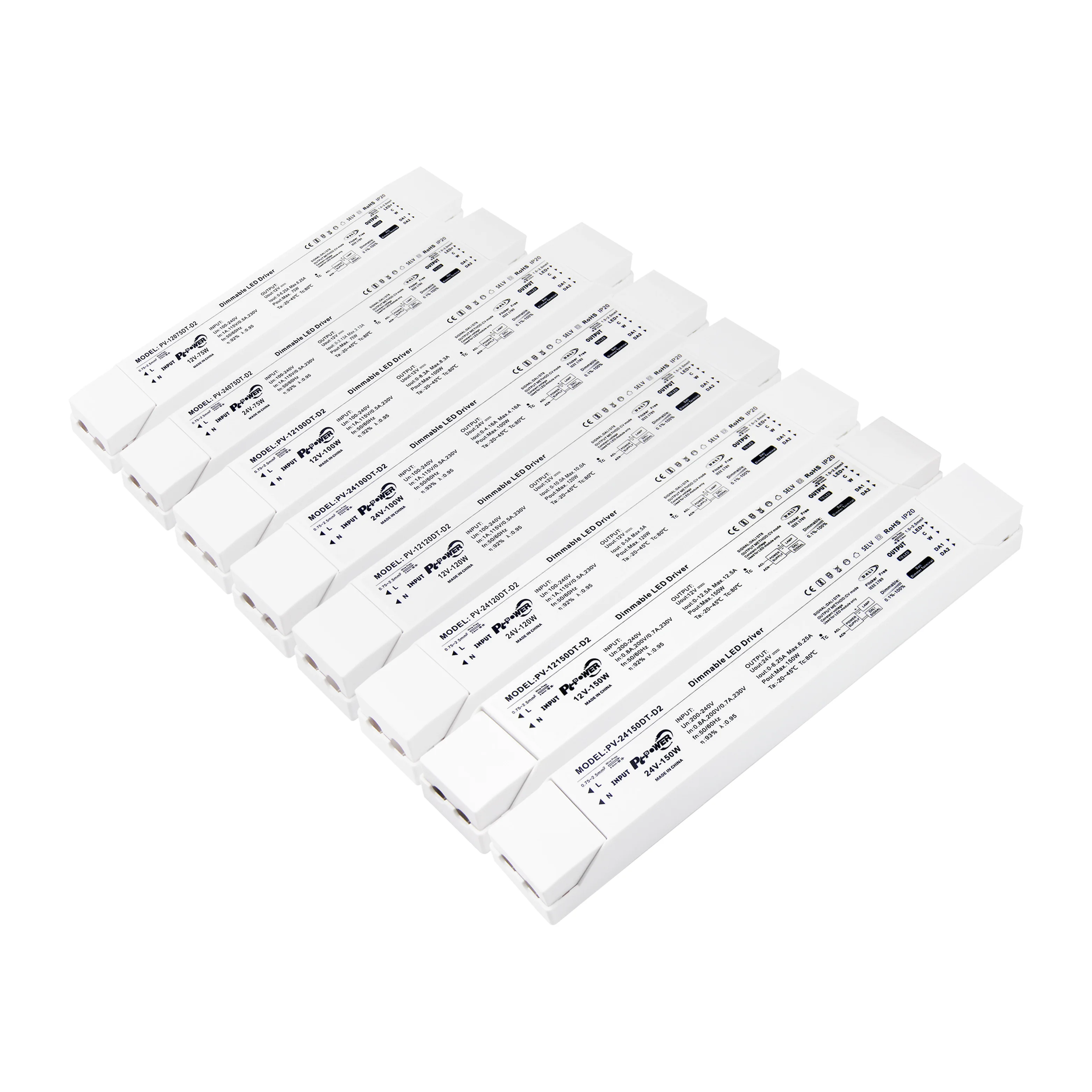 DALI Dimmable LED Driver 12V Slim Waterproof IP20 120W DT6 DT8 LED Dimmer Driver for Indoor Smart Lighting