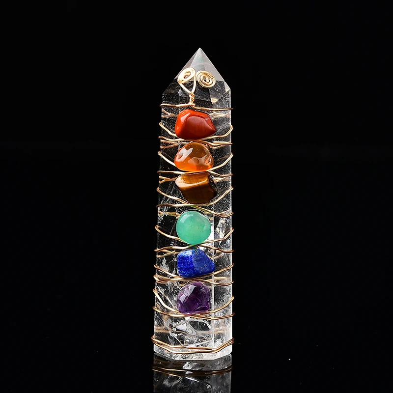 Natural Crystal Clear Quartz Crystals 7 Seven Chakra Pointed Healing Stones Crystal Point