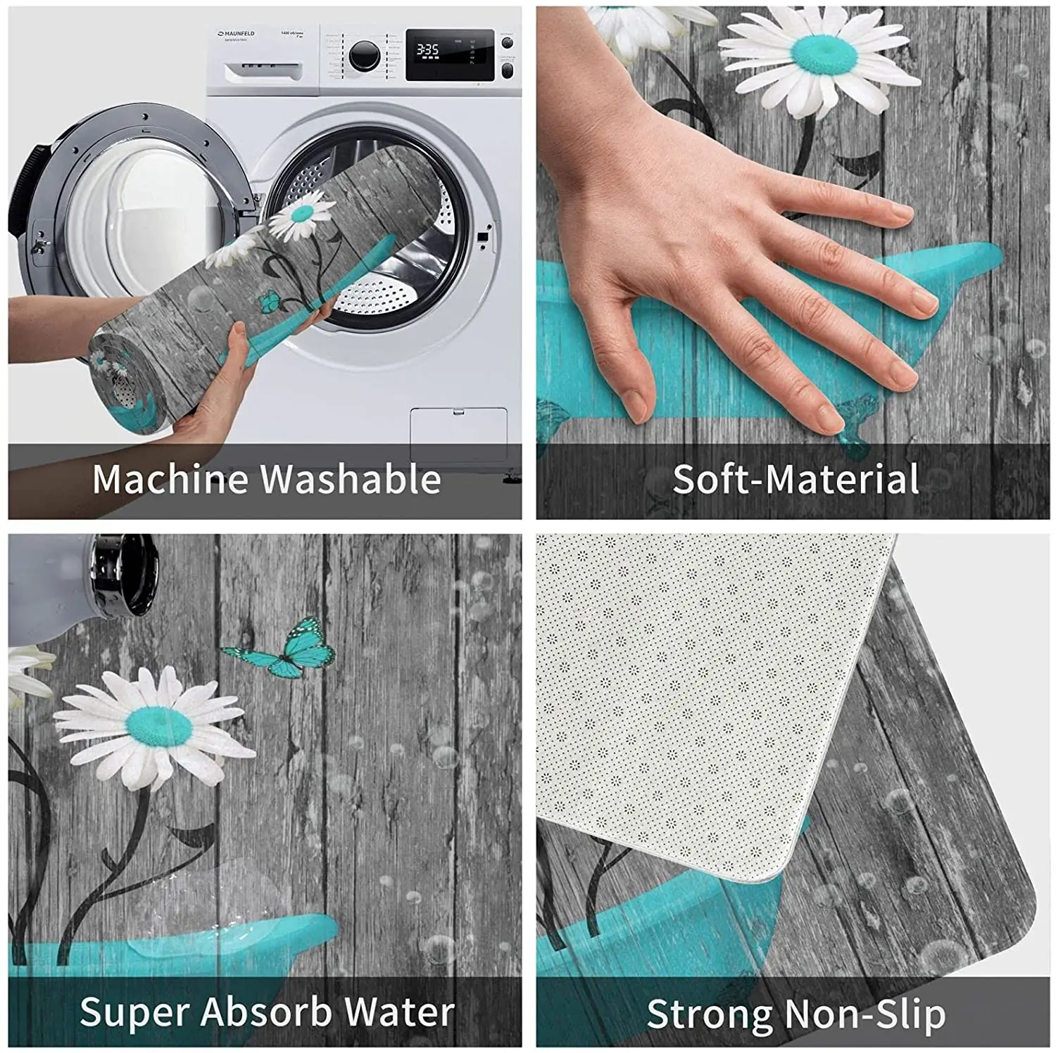 Waterproof 3D Printing weeds design  Shower Curtains Set with Hooks and Rugs for Bathroom mats