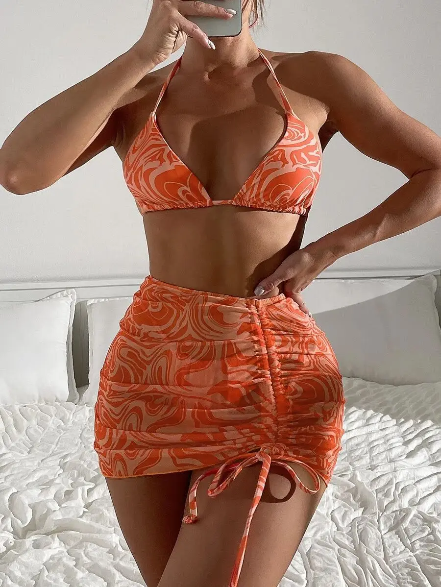 Fashion Women 2022 New Pattern Three-piece Bikini Swimsuit Bikini