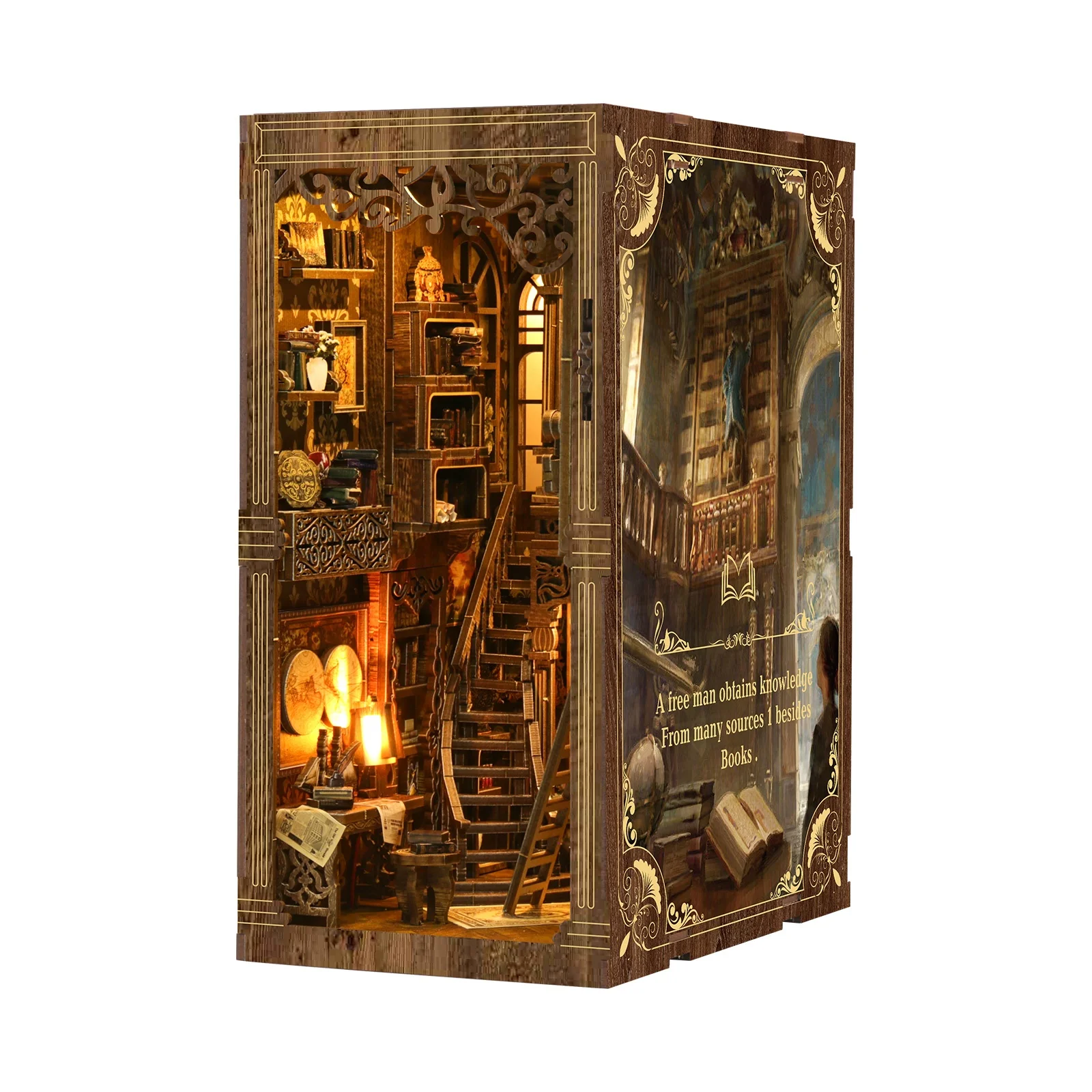 Wholesale UV printing Antique book collection room story book nook magic house library house DIY book nook up