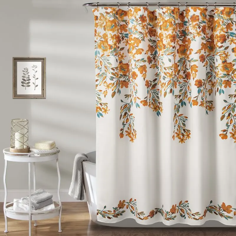 Plastic flower bath set shower curtain sets waterproof paint bathroom curtains made in China