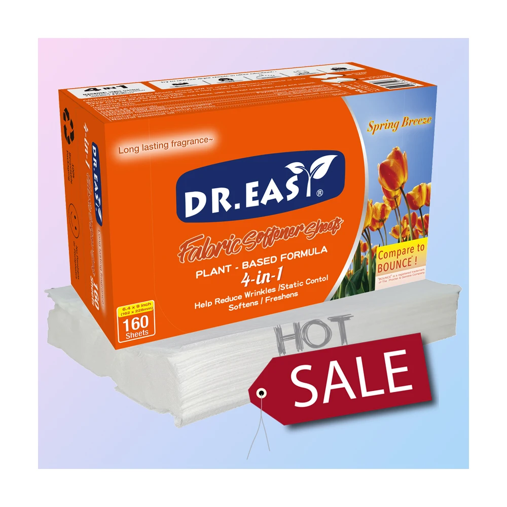 PET Fabric Softener Dryer Sheets Custom Private Label Non-Woven Dryer Sheets