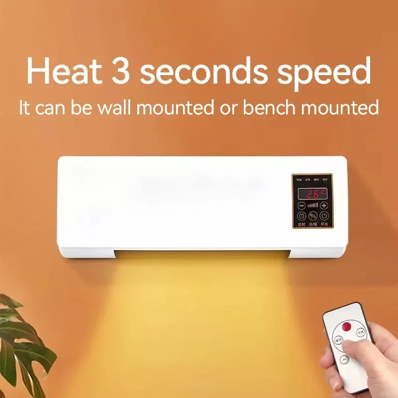 OEM Fan Heater ABS Tecno-spack Factory Low Price Mini Room Space Wall Mounted Digital Auto Electric PTC Ceramic RC White 10 Lt