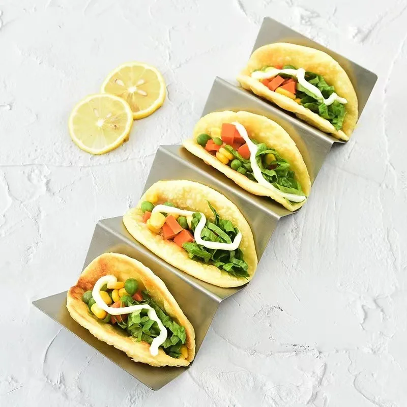 Hot Sale Kitchen Gadgets Sustainable Stainless Steel Pizza Taco Holder Rack Stand Plate Tray Taco Holder