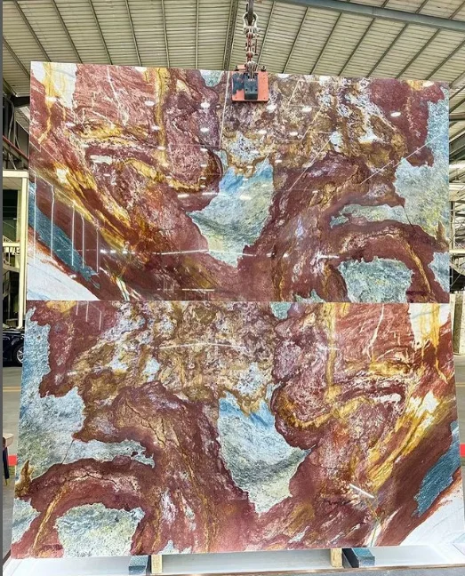 Rainbow hills quartzite slabs natural onyx marble background wall design blue marble wall cladding system blue roma quartzite