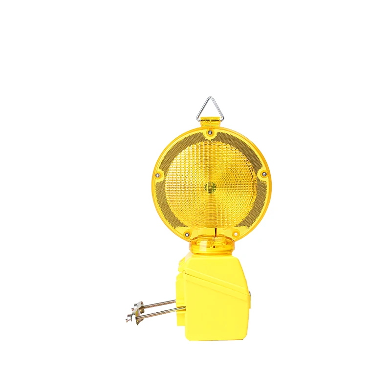 LED Powered Yellow Flashing Barricade Light Construction Solar Road Safety Traffic Warning Light