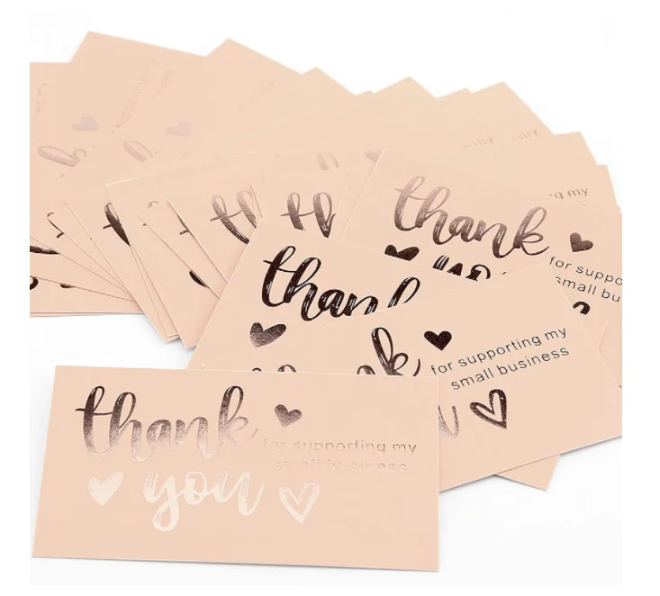 Custom Logo High Quality Stamping Gold Foil Birthday Cards Thank You Cards For Small Business Card