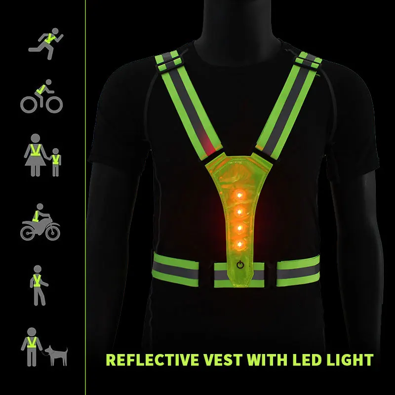 Factory Direct Sale Elastic Adjustable Vest High Visibility Safety Led Reflective Running Sports Vest For Running Sport