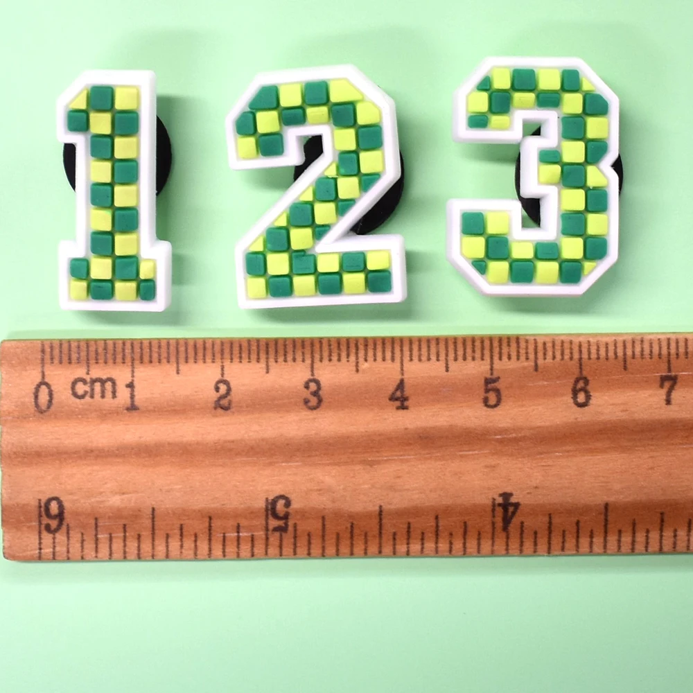 Cute English Letter Shoe Charms Green And White Green Letter Numerals Series Shoe Charms Clog Charms For Kids Women Gifts