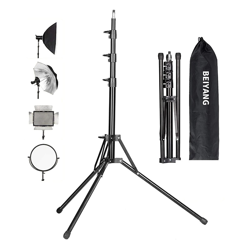 6.2ft Reverse Folding Tripod Lightweight Aluminum Light Stand for Studio Camera Flash Video Ring Light Photo Reflector Umbrella